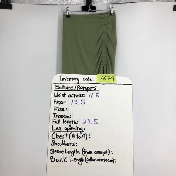 Aritzia Wilfred Free Sage Green Ruched Side Slit Midi Skirt XXS - Picture 12 of 13